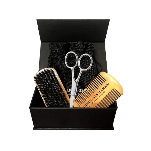 Polished Gentleman Club Beard Grooming Kit with Brush, Scissors, and Comb upsell